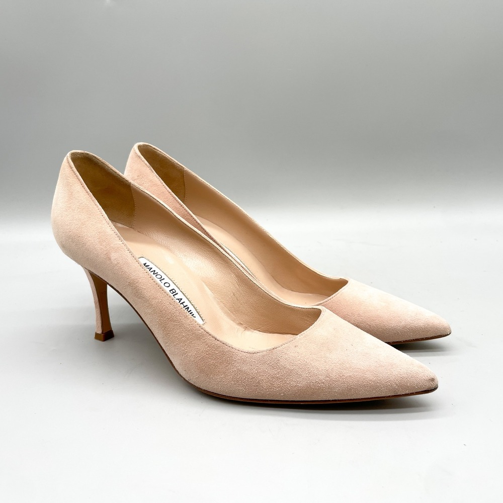 Manolo Blahnik Womens 38 8 BB Pointed Toe Pumps Blush Pink Suede Pumps Classic